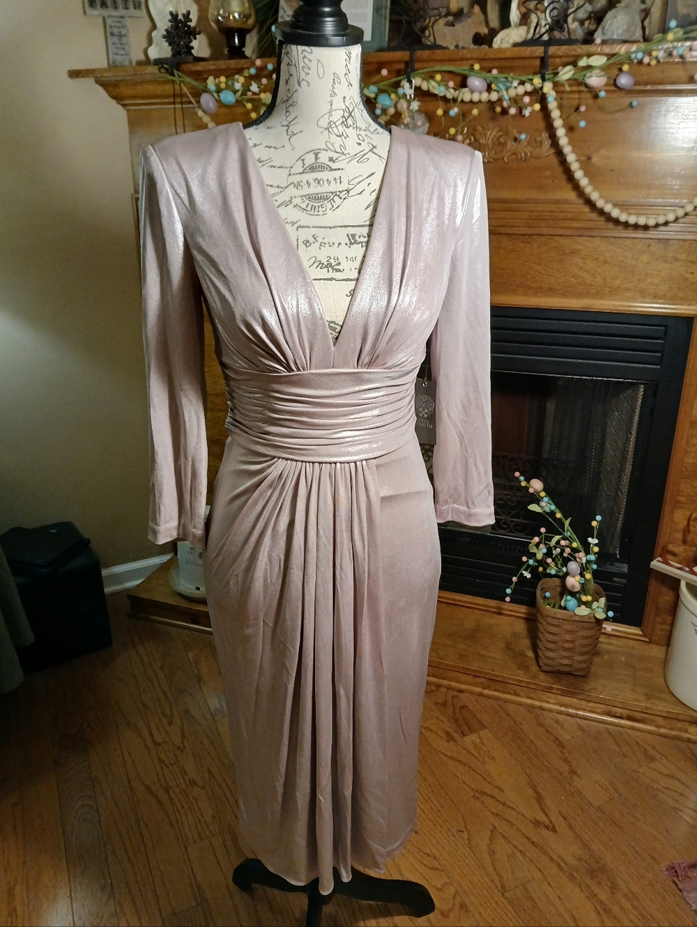 Vince Camuto Blush Pink Metallic Cocktail Dress